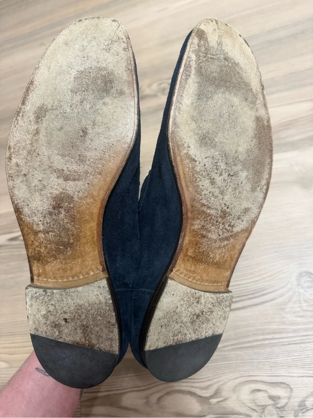 Authentic Gucci Navy Suede Horsebit Loafers